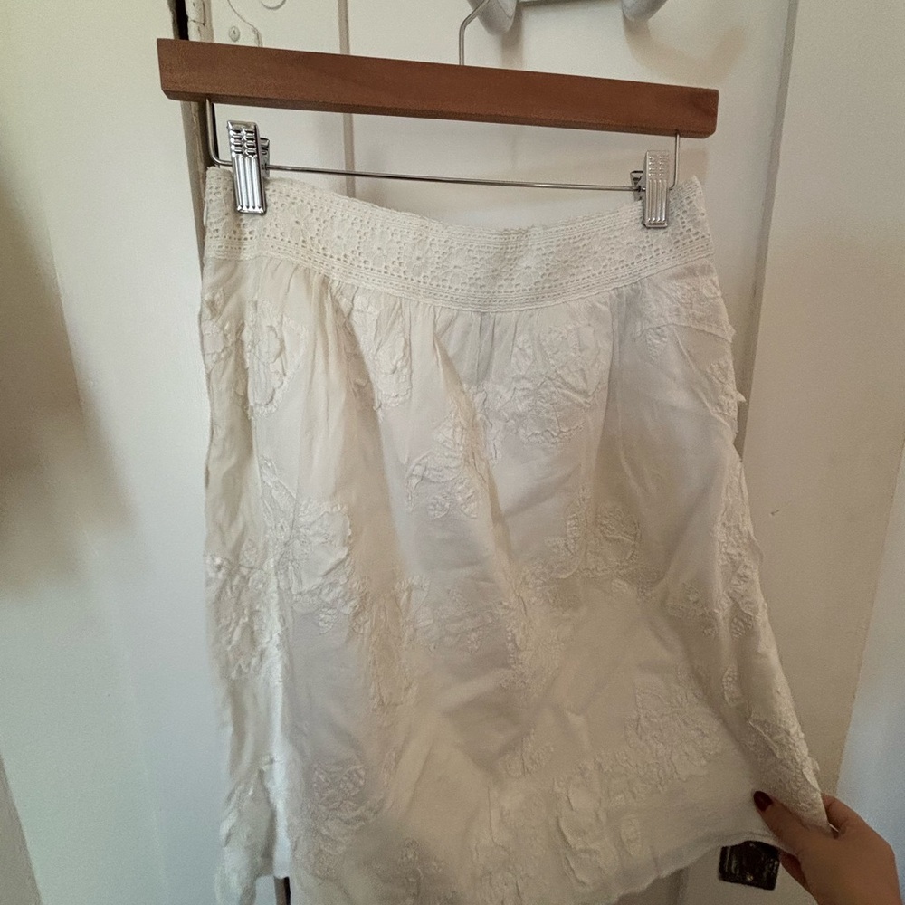 2000s Philosophy di Alberta Ferretti Cream Embroidered A-Line Skirt